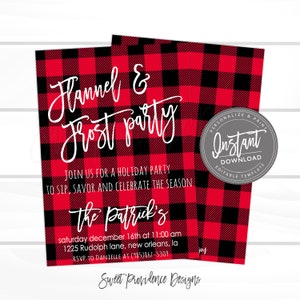Christmas Party Invitation, Buffalo Plaid, Editable Christmas Party ...