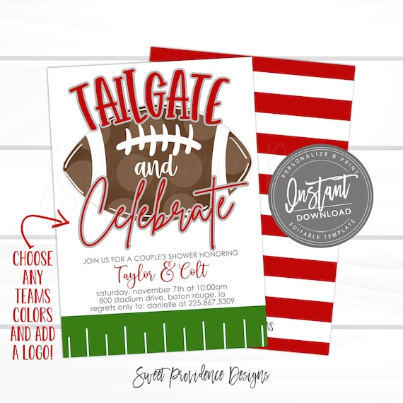 Football Engagement Invitation, Editable Tailgate and Celebrate template, any event printable Football tailgate time Invite Instant Access