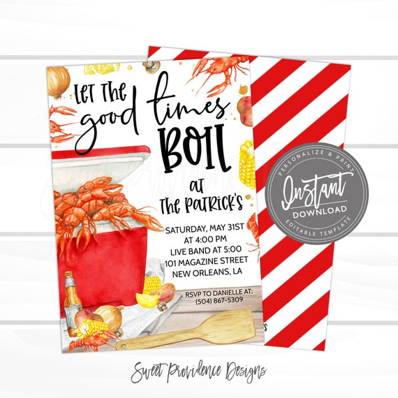 Crawfish Boil Invitation, Any Occassion Crawfish Boil invitation, Editable Graduation Birthday company text Invite, Printable Instant Access Il_570xn
