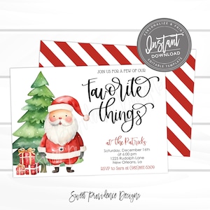 Favorite Things  Holiday Party, Christmas Invitation, Editable Party Invite template, Company Party, Business, Girls night, Instant Access