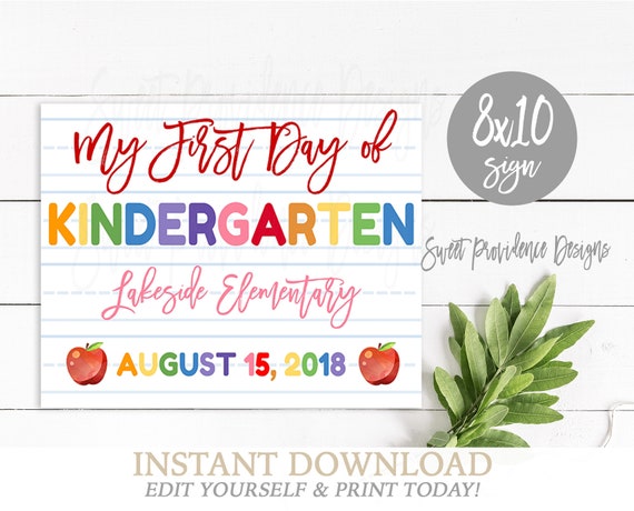 Last Day of Kindergarten Sign, Last Day sign ANY GRADE, Back to School, 1st Day School Printable, EDITABLE, Instant Download Il_570xn