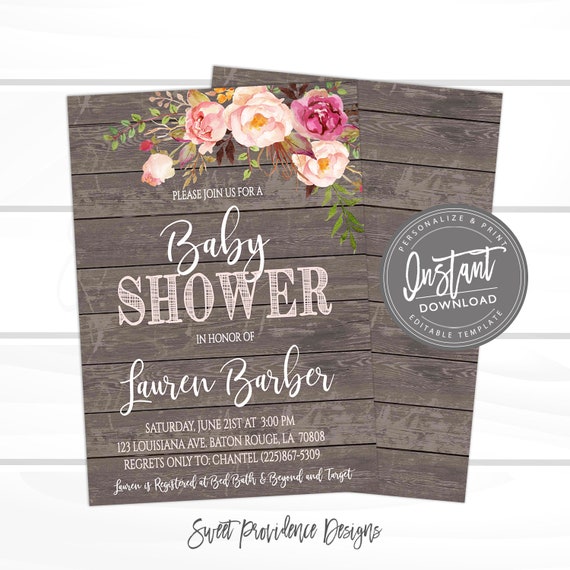 rustic-baby-shower-invitation-pink-floral-wood-background-girl-baby