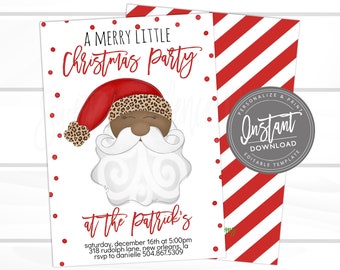 Christmas Party Invitation, Editable Santa Christmas Holiday Party template, Merry little Christmas Invitation, ANY EVENT,  Instant Access