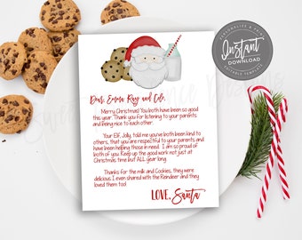 BEWERKBARE brief van de Kerstman, Santa Letter Instant Download, Gepersonaliseerde Kerstavond Cookie Letter, Afdrukbare Kerstman-sjabloon Nu bewerken