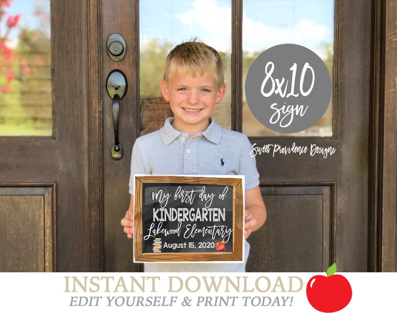 Eerste dag van schoolbord, laatste dag schoolbord, ELKE RANG, terug naar school, 1e dag school afdrukbaar, BEWERKBAAR, Instant Download afbeelding 1