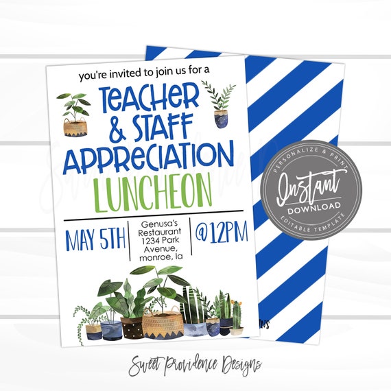 Teacher Appreciation Luncheon Invitation, Plant Seeds Teacher Luncheon, PTO PTA fundraiser, Editable template, Instant Access, Edit Now Il_570xn