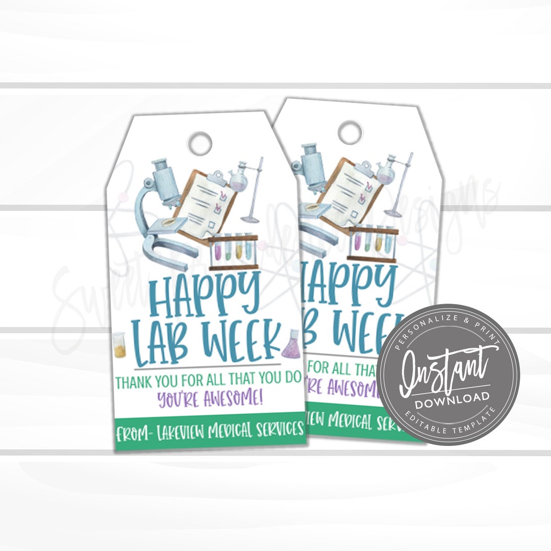 EDITABLE Lab Appreciation Week Favor Tag, National Medical Laboratory