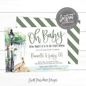 Invito Baby Shower Bayou, Invito a tema Bayou, Genere neutro, Modello modificabile Baby Shower per ragazzo o ragazza, Accesso immediato stampabile