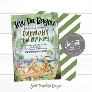 Two da Bayou Birthday Invitation, Editable kids party, Cajun Birthday theme Invite, Digital Template, Instant Access Printable- EDIT NOW