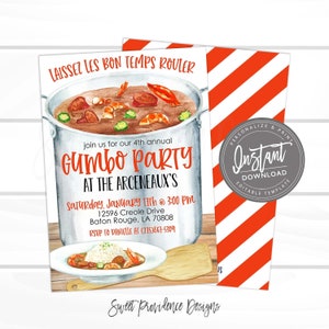 Gumbo Party Invitation, Editable Invitation, Any Occassion Invitation, Editable Graduation, Birthday, Company Invitation, Instant Access