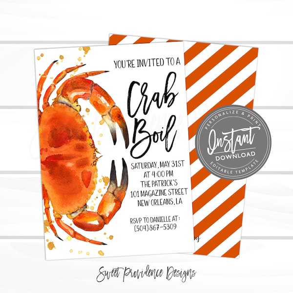 Crab Boil Invitation, Any Occassion Crab Boil invitation, Editable Graduation Birthday company Invitation, Instant Access EDIT NOW