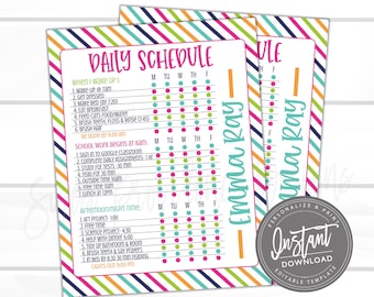 Editable Home School Planner, Customizable Kids Daily Task List Chart, Weekly Planner, Printable Parent Teacher Schedule, INSTANT ACCESS