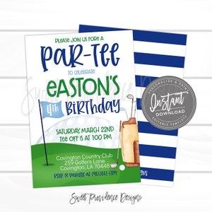 Golf Birthday Invitation, Let&#39;s Par-Tee, Editable golf party, Boy Sports Birthday Invitation, Top Printable Instant Access EDIT NOW