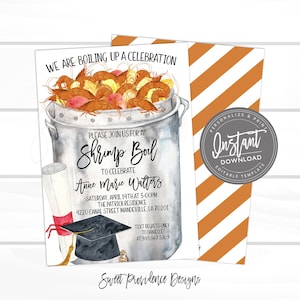Shrimp Boil Invitation, Graduation Party Shrimp Boil invitation, Low Country Boil, Editable Shrimp Boil Invite Class of 2025, Instant Access