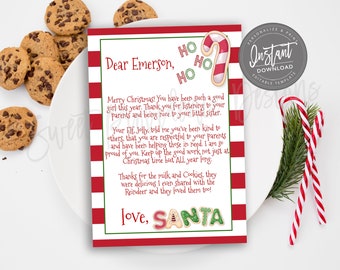 EDITABLE Letter from Santa Printable, Santa Letter Instant Download Personalized Christmas Eve Cookie Letter, Santa Claus Nice list EDIT NOW