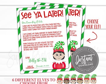 Carta de despedida de elfo editable, Nota de despedida de elfo editable, Carta de Papá Noel 2022, Navidad personalizada Acceso instantáneo imprimible EDITAR AHORA