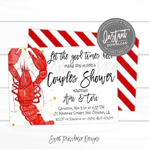 Crawfish Boil Couples Shower invitation, Crawfish Shower Invite, Editable Couple Shower, Couple Shower Invitation, Crawfish Instant Access image 1