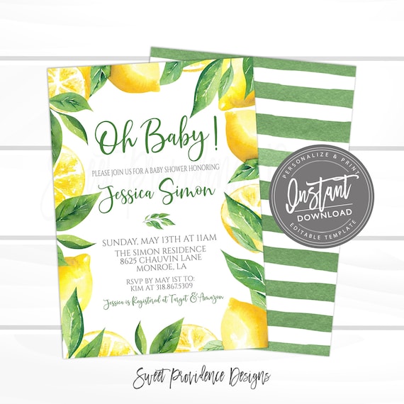lemonade baby shower invitations