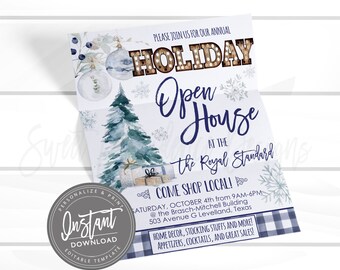 Holiday Flyer, Editable Christmas Craft Festival Boutique Invite, Holiday open house shopping flyer School template, Instant Access Edit Now
