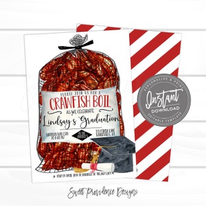 Crawfish Boil Invitation, Graduation Party Crawfish Boil invitation, Editable Crawgrad Boil Invite, class of 2022, Instant Access- Edit now