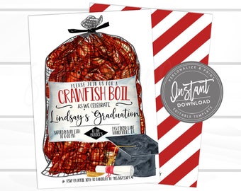 Crawfish Boil Invitation, Graduation Party Crawfish Boil invitation, Editable Crawgrad Boil Invite, class of 2025, Instant Access- Edit now