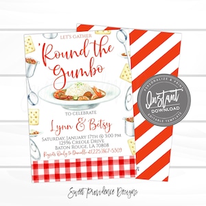 Inbjudan till Gumbo-fest, redigerbar inbjudan, inbjudan för alla tillfällen, redigerbar examen, födelsedag, företagsinbjudan, direktåtkomst bild 1
