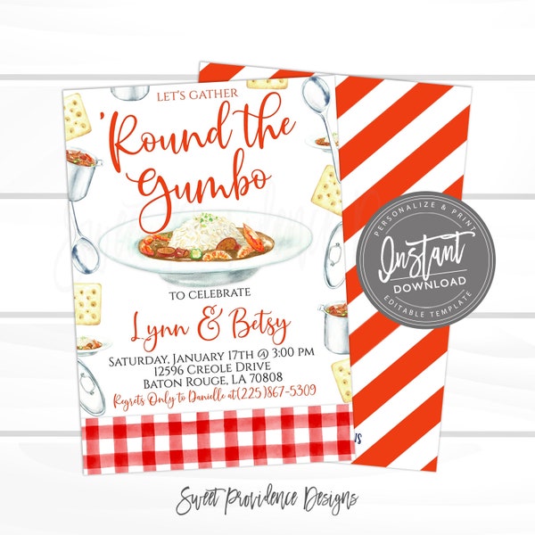 Gumbo Party Invitation, Editable Invitation, Any Occassion Invitation, Editable Graduation, Birthday, Company Invitation, Instant Access