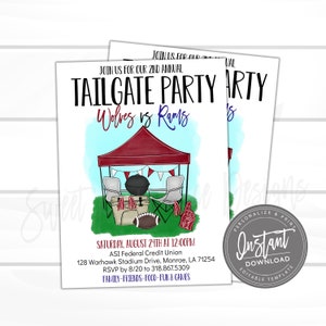 Editable Tailgate Party Flyer, Football Neighborhood Street Party, Football Tailgate Party, Football Season, Instant Access Edit Now image 1
