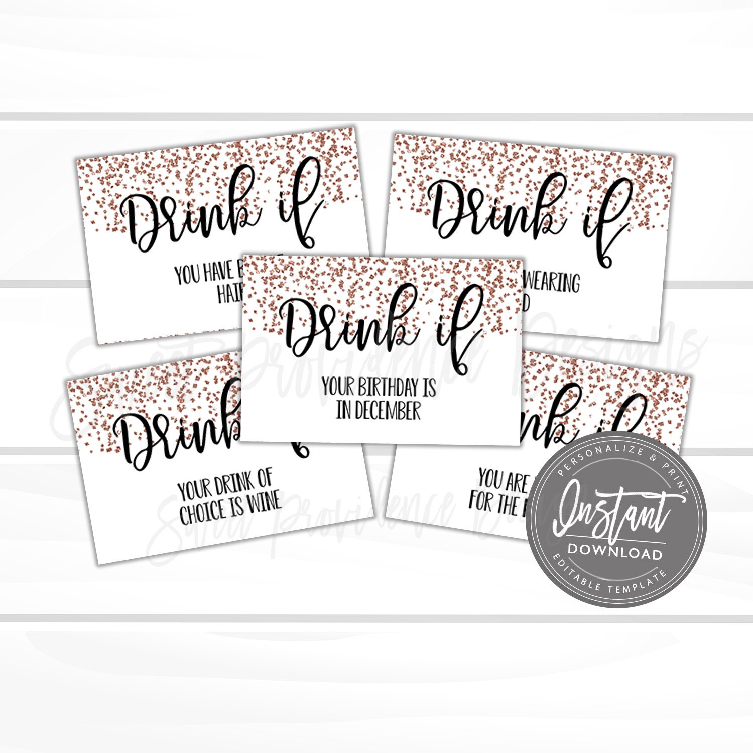 Drinking Game Party Game Drink If Game Card Editable | Etsy