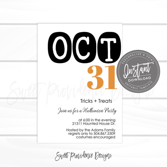 Costume Party Invitation, Editable Halloween Invite, Halloween Printable, Halloween Party Invite, Birthday Party, EDITABLE INSTANT DOWNLOAD Il_570xn