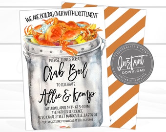 Crab Boil Invitation, Crab Seafood Couples Shower Invite, Editable Couple Shower, ANY Event Crab Boil Invitation, Instant Access- EDIT NOW