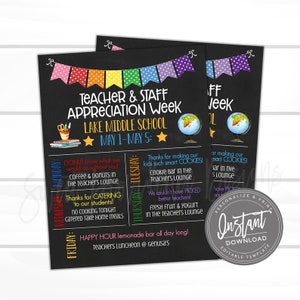 Virtual Teacher Appreciation Week, Chalkboard Theme Luncheon, PTO PTA fundraiser flyer, Editable template, Instant Access, Edit Now