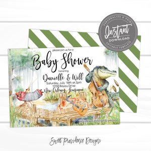 Baby Shower Bayou Invitation, Bayou Theme Invite, Gender Neutral, Editable Boy or Girl Baby Shower template, Printable Instant Access