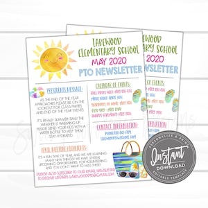 Editable PTO Newsletter, PTO PTA Summer/May Flyer template, P.T.O Meeting, Daycare, Summer Activities Invite, Instant Access- Edit Now