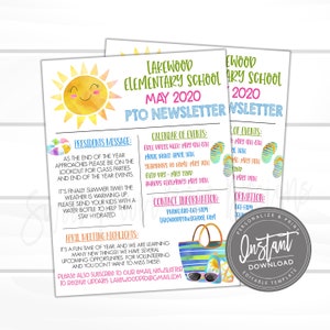 Editable PTO Newsletter, PTO PTA Summer/May Flyer template, P.T.O Meeting, Daycare, Summer Activities Invite, Instant Access- Edit Now