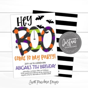 Halloween Party Invitation, Boo Bash Invite, Kids Birthday EDITABLE Costume Party Printable Pumpkin Invitations, Instant Access -Edit Now