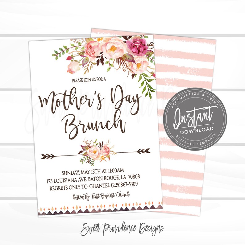 Mother's Day Invitation EDITABLE Church Brunch Invite - Etsy