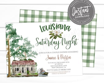 Louisiana Saturday Night Invitation, Any Occassion invitation, Editable Southern Magnolia Cajun Invite, Editable Invitation, Instant Access