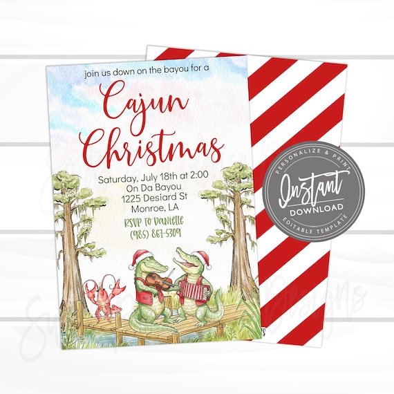 Cajun Christmas Party Invite, Heaux Heaux Heaux, Cajun themed Invite, Christmas Party, Digital Template, Instant Access Printable- EDIT NOW