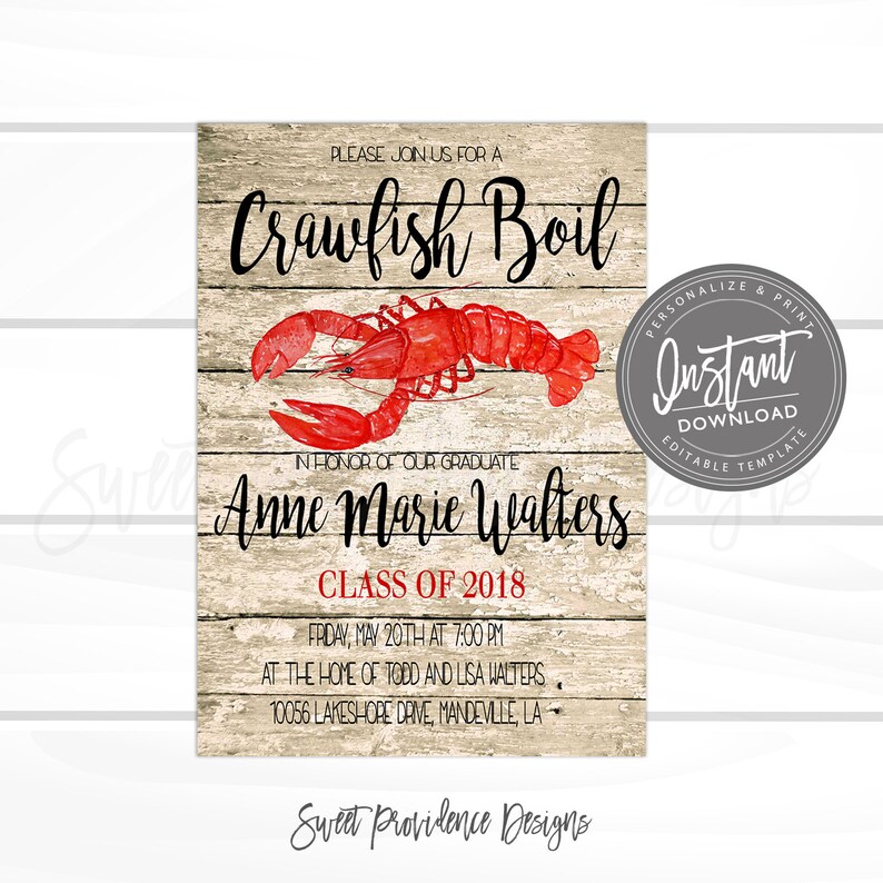 Crawfish Boil Invitation Graduation Party Crawfish Boil Etsy