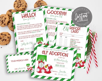 Christmas Elf Kit, EDITABLE Arrival Letter, Activity, ELF Letter, Elf Goodbye Note, Custom Personalized Printable, Elves Report Card Instant