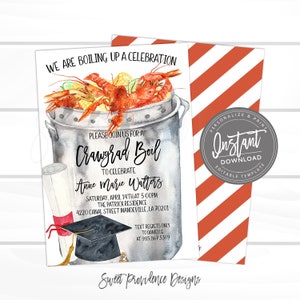 Crawfish Boil Invitation, Graduation Party Crawfish Boil invitation, Editable Crawgrad Boil Invite, class of 2022, Instant Access