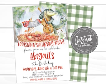 Crawfish Boil Invitation, Louisiana Saturday Night, Any Occassion Crawfish Boil, Editable Graduation Birthday text Invite, Instant Access