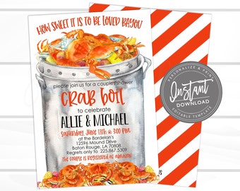 Crab Boil Invitation, Crab Seafood Couples Shower Invite, Editable Couple Shower, ANY Event Crab Boil Invitation, Instant Access- EDIT NOW