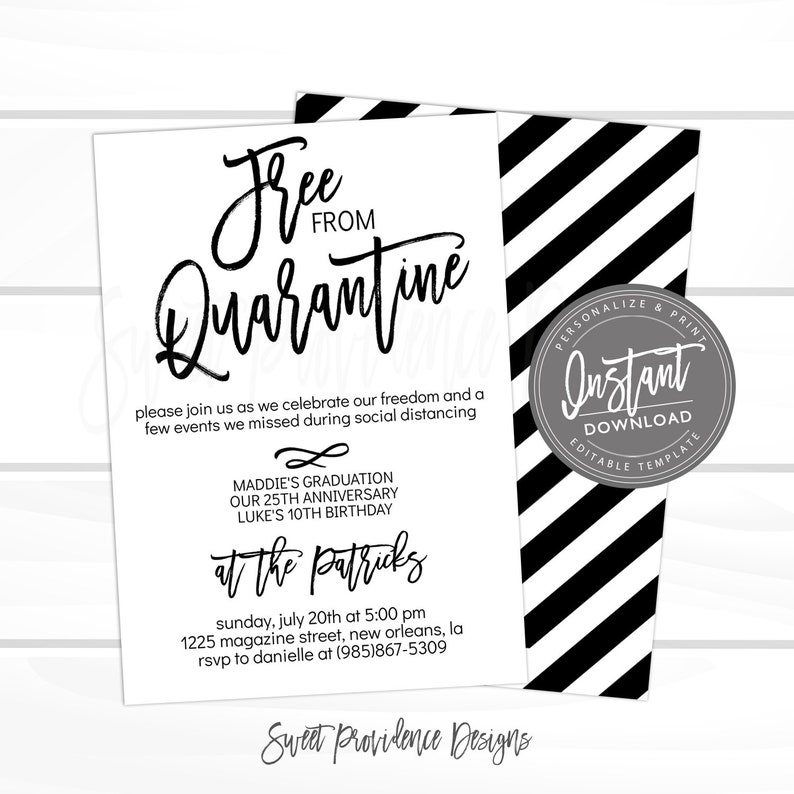 End of Quarantine Party Invitation Birthday Graduation Editable Digital Printable Instant Access Edit Everything We Missed Freedom Party