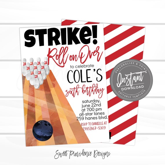 Bowling Birthday Party Invitation Template from i.etsystatic.com