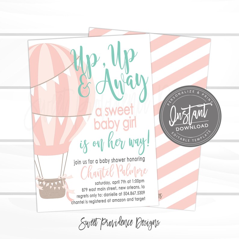 Balloon Baby Shower Invitation Hot Air Balloon Invitation Etsy Balloon Baby Shower Invitation Hot Air Balloon Invitation Etsy