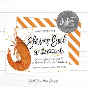 Shrimp Boil Invitation, Any Occassion Shrimp Boil invitation, Graduation Birthday company, Editable Invitation, , Instant Access
