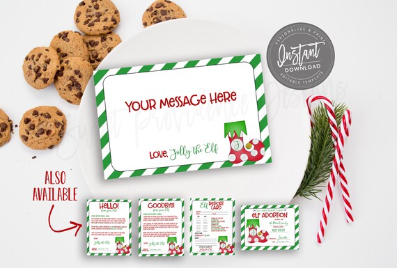 EDITABLE Elf Note Cards, Printable Elf Letters, Notes from the Elf, Elf Prop Idea, DIY Elf Activity Santa North Pole Instant Access edit now Il_570xn