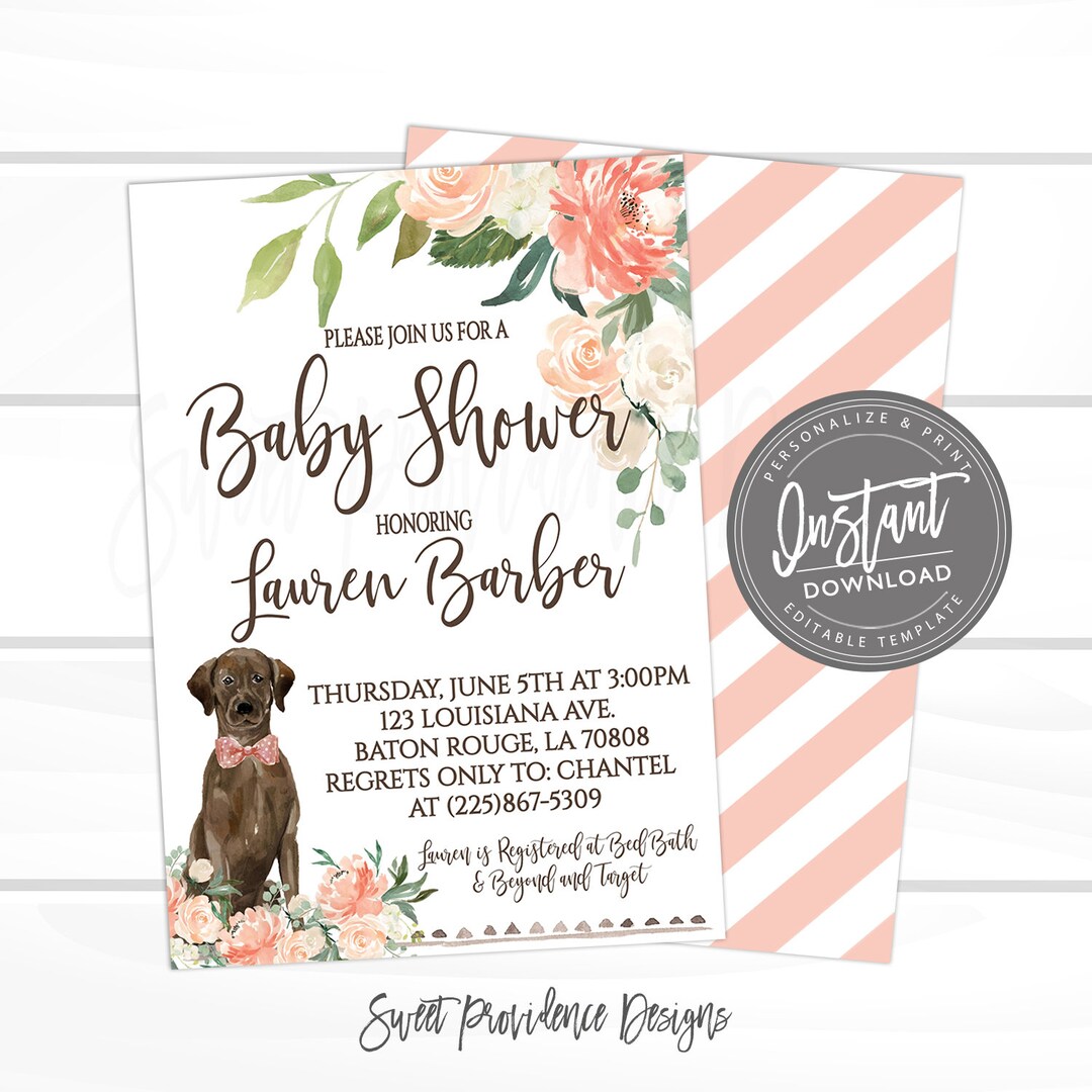 Dog Baby Shower Invitation, Puppy Shower Invite, Editable Dog Invite